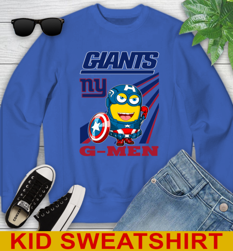NFL Football New York Giants Captain America Marvel Avengers Minion Shirt Youth Sweatshirt 6