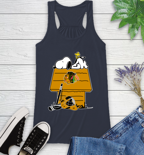 Chicago Blackhawks NHL Hockey Snoopy Woodstock The Peanuts Movie Racerback Tank 12