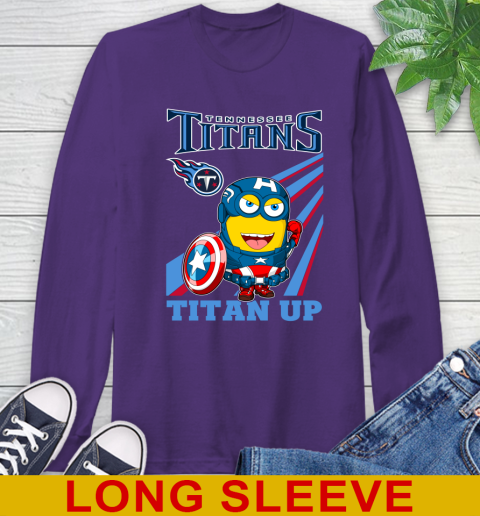 NFL Football Tennessee Titans Captain America Marvel Avengers Minion Titan Up Shirt Long Sleeve T-Shirt 5