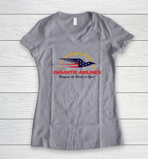 DeSantis Airlines Funny Political Meme Ron DeSantis Women's V-Neck T-Shirt 2