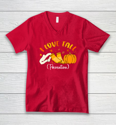 Nurse Fall I Love Fall Prevention Fall Physical Therapy V-Neck T-Shirt 5