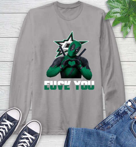 NHL Dallas Stars Deadpool Love You Fuck You Hockey Sports Long Sleeve T-Shirt 6