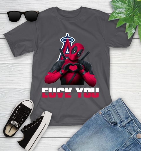 MLB Los Angeles Angels Deadpool Love You Fuck You Baseball Sports Youth T-Shirt 6