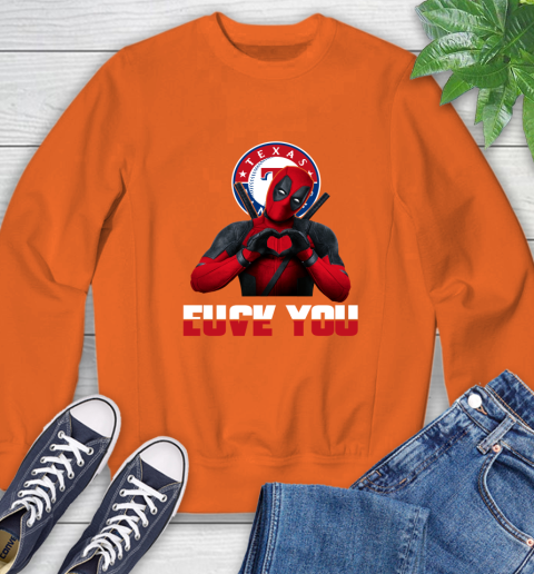 MLB Texas Rangers Deadpool Love You Fuck You Baseball Sports Sweatshirt 3
