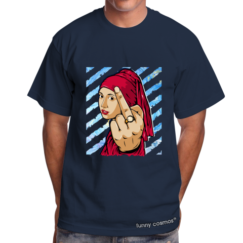 Air Jordan 1 Bred 2020 Matching Sneaker Tshirt The girl With The Pearl Earing Middle Finger Black and Red Jordan Tshirt