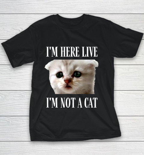 I m Here Live I m Not A Cat Funny Cat Lawyer I m Not A Cat Youth T-Shirt