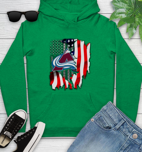 Colorado Avalanche NHL Hockey American Flag Youth Hoodie 9