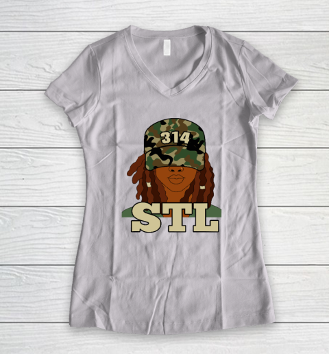 314 STL _ St. Louis Black Woman Locs Women's V-Neck T-Shirt