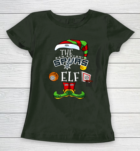 San Antonio Spurs Christmas ELF Funny NBA Women's T-Shirt 4