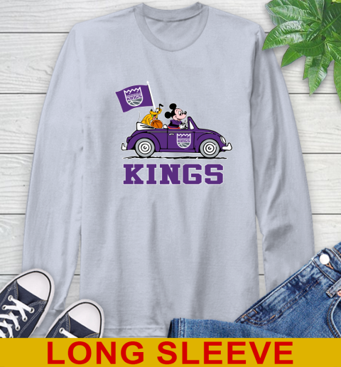 NBA Basketball Sacramento Kings Pluto Mickey Driving Disney Shirt Long Sleeve T-Shirt 6