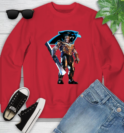 NFL Thanos Gauntlet Avengers Endgame Football Carolina Panthers Youth Sweatshirt 9