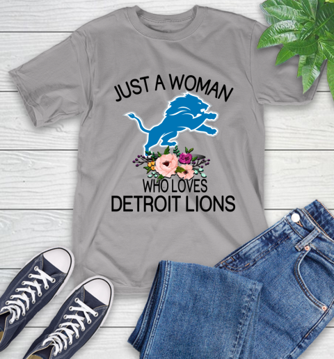 NFL Just A Woman Who Loves Detroit Lions Football Sports T-Shirt 4