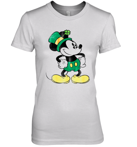 Mickey Mouse Green St Patricks Standing Lucky Premium Women's T-Shirt