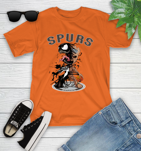 NBA San Antonio Spurs Basketball Venom Groot Guardians Of The Galaxy Youth T-Shirt 7