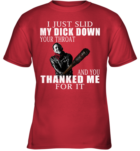 bwaw i just slid my dick down your throat the walking dead shirts youth t shirt 26 front red