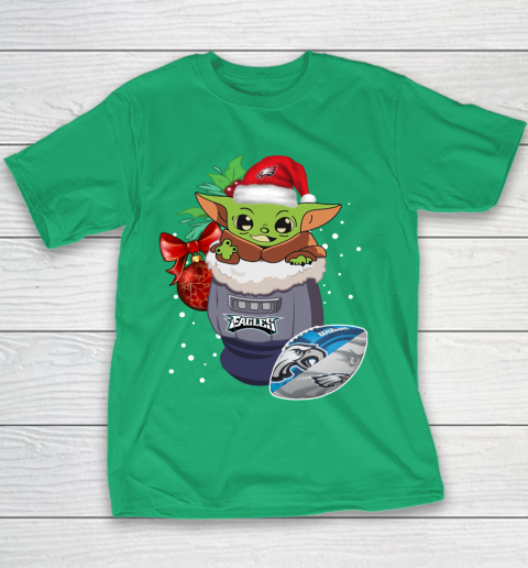 Philadelphia Eagles Christmas Baby Yoda Star Wars Funny Happy NFL Youth T-Shirt