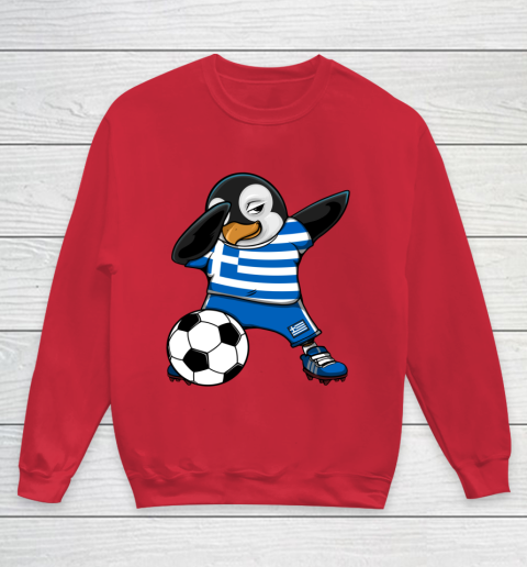 Dabbing Penguin Greece Soccer Fans Jersey Football Lovers Youth Sweatshirt 4