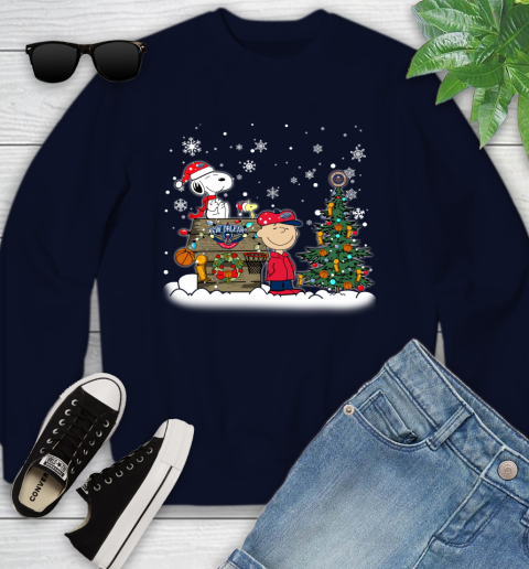 New Orleans Pelicans NBA Basketball Christmas The Peanuts Movie Snoopy Championship Youth Sweatshirt 2