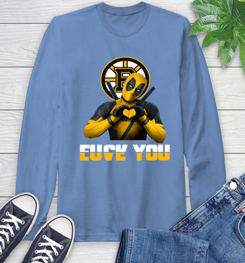NHL Boston Bruins Deadpool Love You Fuck You Hockey Sports Long Sleeve T-Shirt 12