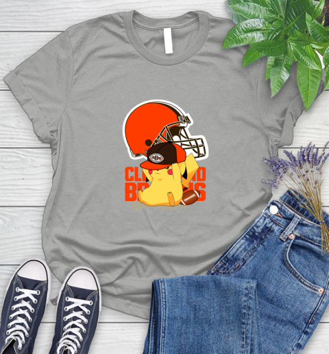 NFL Pikachu Football Sports Cleveland Browns Women's T-Shirt 10