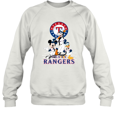 Texas Rangers Mickey Donald And Goofy Baseball Sweatshirt