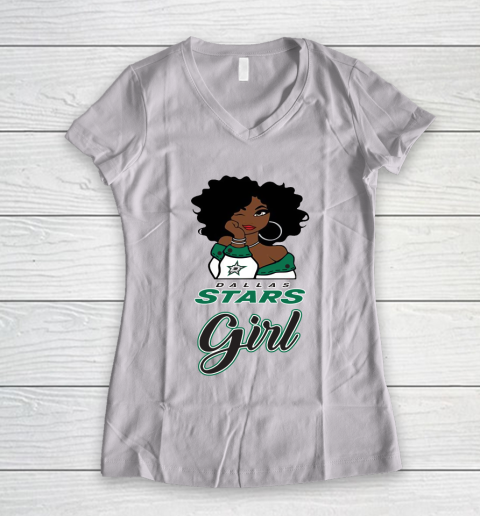 Dallas Stars Girl NHL Women's V-Neck T-Shirt 2