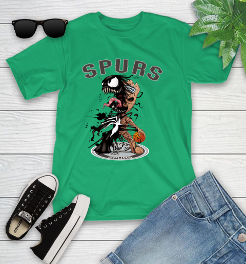 NBA San Antonio Spurs Basketball Venom Groot Guardians Of The Galaxy Youth T-Shirt 6