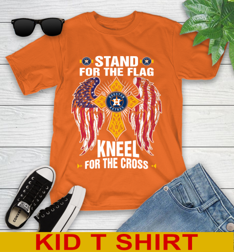 MLB Baseball Houston Astros Stand For Flag Kneel For The Cross Shirt Youth T-Shirt 8