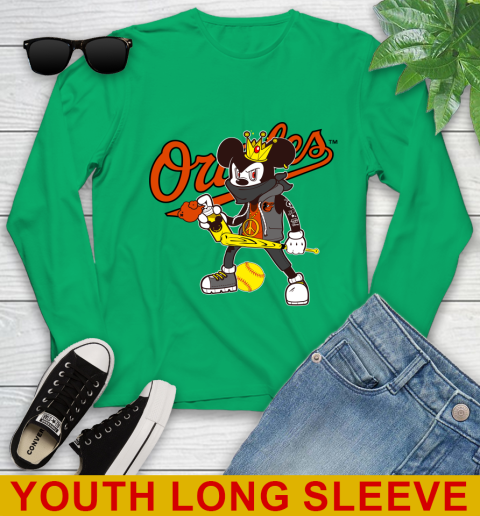 Baltimore Orioles MLB Baseball Mickey Peace Sign Sports Youth Long Sleeve 7