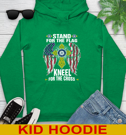 MLB Baseball Seattle Mariners Stand For Flag Kneel For The Cross Shirt Youth Hoodie 9 MLB Baseball Seattle Mariners Stand For Flag Kneel For The Cross Shirt Youth Hoodie - Image 9