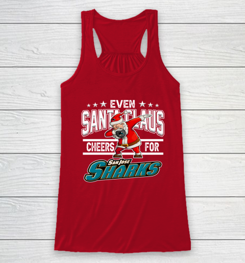 San Jose Sharks Even Santa Claus Cheers For Christmas NHL Racerback Tank 4
