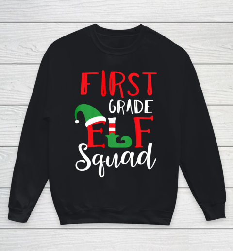 Christmas Elf Squad First Grade Teacher Top Youth Sweatshirt
