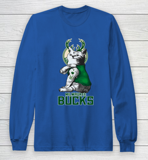 NBA Basketball My Cat Loves Milwaukee Bucks Long Sleeve T-Shirt 6