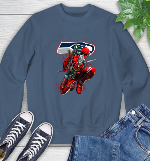 NFL Deadpool Marvel Comics Sports Football Seattle Seahawks Sweatshirt 7