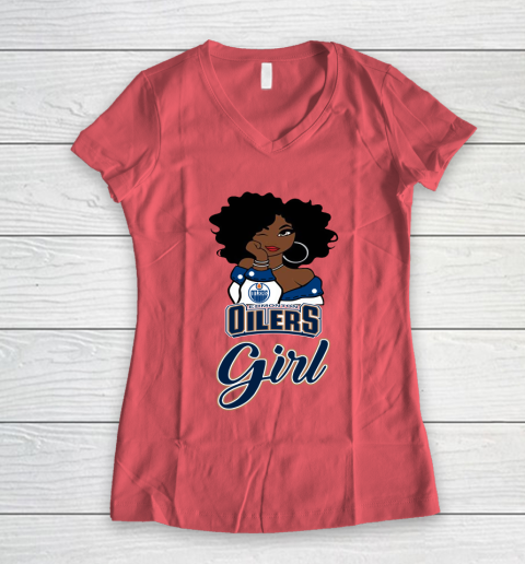 Edmonton Oilers Girl NHL Women's V-Neck T-Shirt 6
