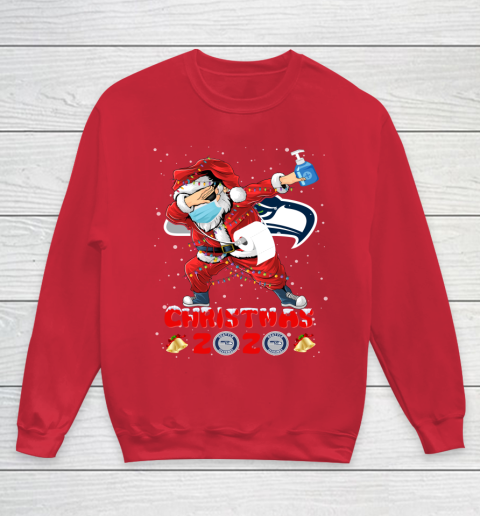 Seattle Seahawks Funny Santa Claus Dabbing Christmas 2020 NFL Youth Sweatshirt 7