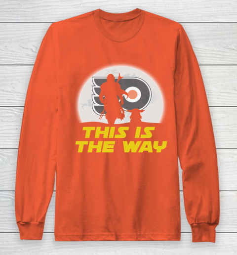 Philadelphia Flyers NHL Ice Hockey Star Wars Yoda And Mandalorian This Is The Way Long Sleeve T-Shirt 3