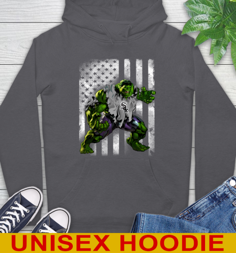 Chicago White Sox Hulk Marvel Avengers MLB Baseball American Flag Hoodie 7