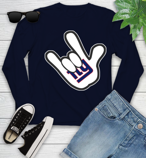 New York Giants NFL Football Mickey Rock Hand Disney Youth Long Sleeve 3