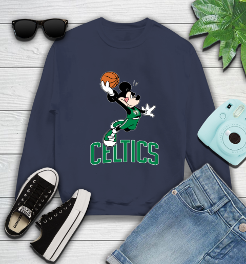 NBA Basketball Boston Celtics Cheerful Mickey Mouse Shirt Sweatshirt 3