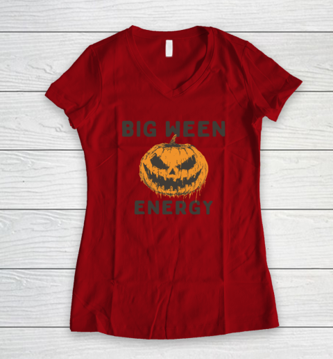 Halloween Pumpkin Head Big Ween Energy Spooky Women's V-Neck T-Shirt 5