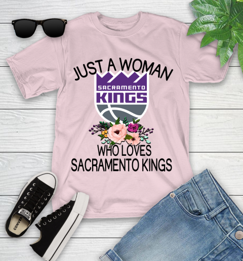 NBA Just A Woman Who Loves Sacramento Kings Basketball Sports Youth T-Shirt 7