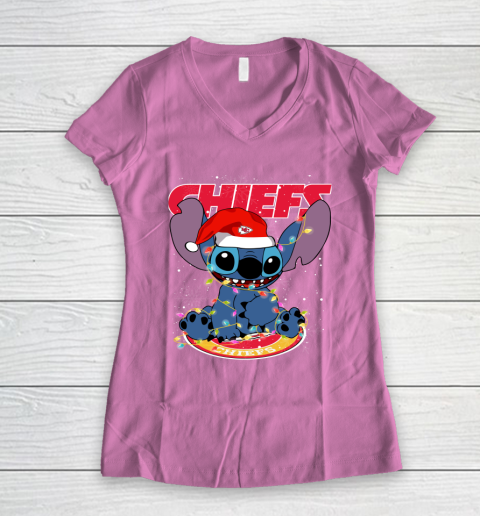 Kansas City Chiefs NFL Football noel stitch Christmas Women's V-Neck T-Shirt 8
