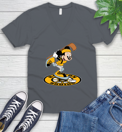 NHL Hockey Boston Bruins Cheerful Mickey Disney Shirt V-Neck T-Shirt 5