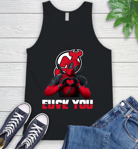 NHL New Jersey Devils Deadpool Love You Fuck You Hockey Sports Tank Top