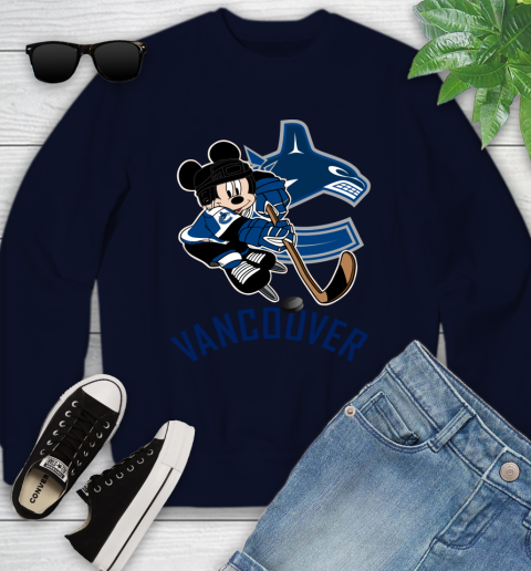 NHL Vancouver Canucks Mickey Mouse Disney Hockey T Shirt Youth Sweatshirt 3