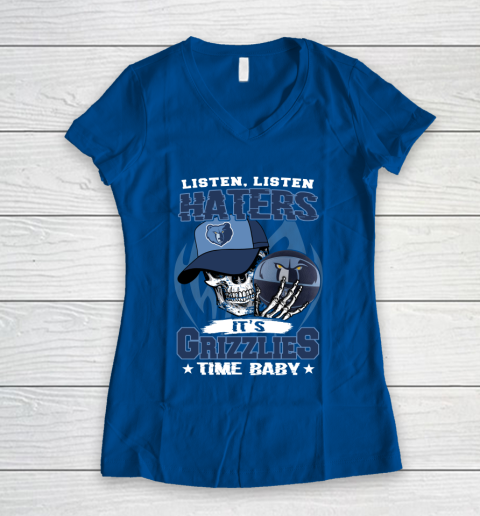 Listen Haters It is GRIZZLIES Time Baby NBA Women's V-Neck T-Shirt 7