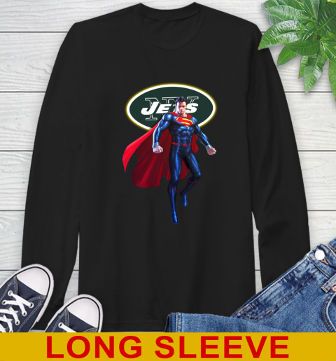 NFL Superman DC Sports Football New York Jets Long Sleeve T-Shirt 2