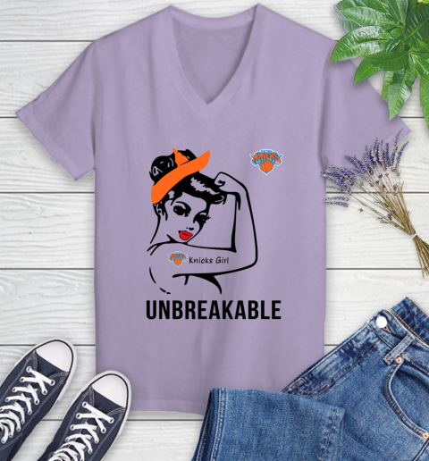 NBA New York Knicks Girl Unbreakable Basketball Sports Women's V-Neck T-Shirt 9