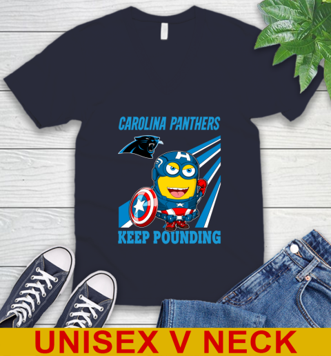 NFL Football Carolina Panthers Captain America Marvel Avengers Minion Shirt V-Neck T-Shirt 2